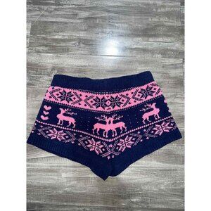 Betsey Johnson Pink Navy Fair Isle Chenille Shorts Size M